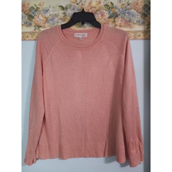 Philosophy Large Salmon Pink Lightweight Knit Casual Business Occasion Top - Picture 1 of 3